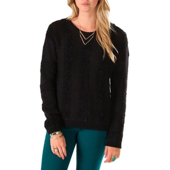 101. Vans Size Medium Caylee Black Eyelash Striped Pullover Sweater - Picture 1 of 3